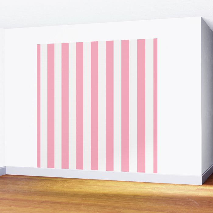 Palm Beach Pink Vertical Tent Stripes Florida Colors of the Sunshine State Wall Mural Gallery Image 2
