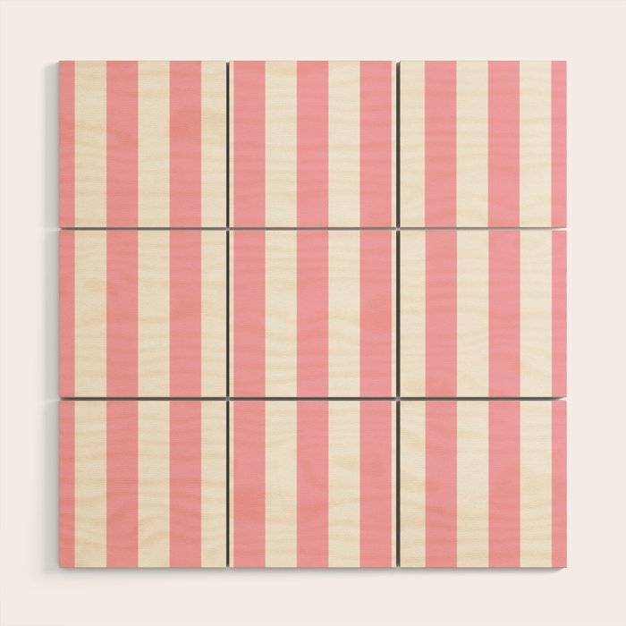 Palm Beach Pink Vertical Tent Stripes Florida Colors of the Sunshine State Wood Wall Art Gallery Image 1