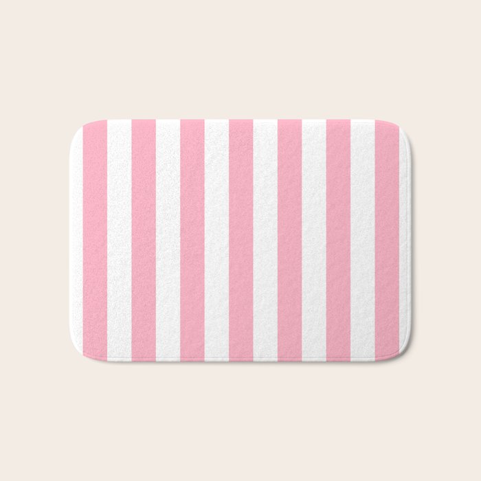 Palm Beach Pink Vertical Tent Stripes Florida Colors of the Sunshine State Bath Mat Gallery Image 1