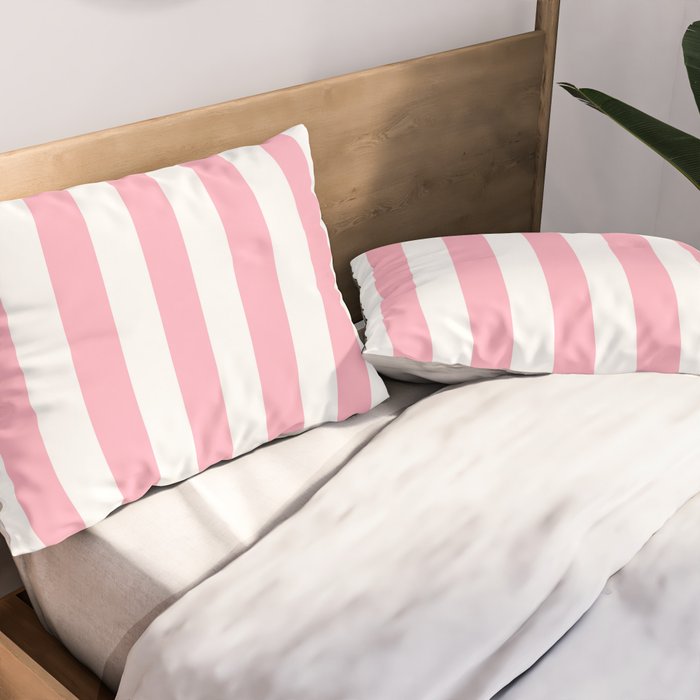 Palm Beach Pink Vertical Tent Stripes Florida Colors of the Sunshine State Pillow Sham Gallery Image 2