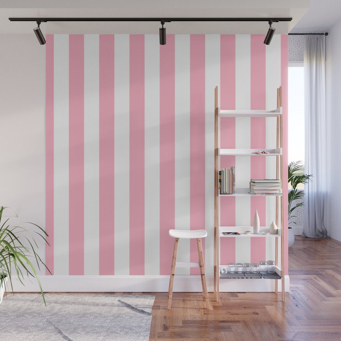 Palm Beach Pink Vertical Tent Stripes Florida Colors of the Sunshine State Wall Mural Gallery Image 1