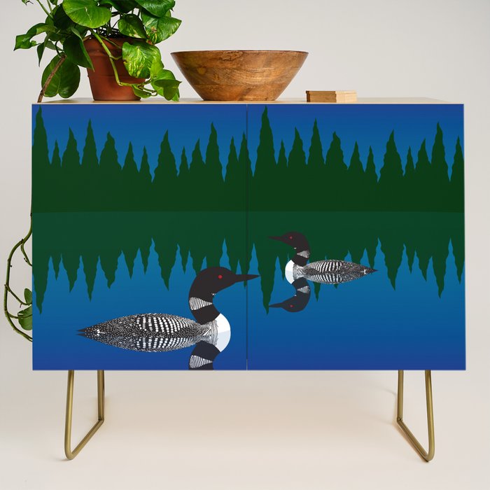 Loons in a Woodland Lake Credenza Gallery Image 1