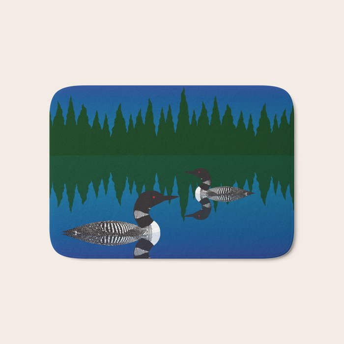 Loons in a Woodland Lake Bath Mat Gallery Image 1