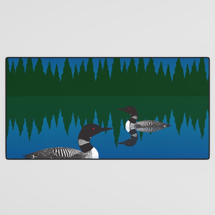Loons in a Woodland Lake Desk Mat Gallery Image 3