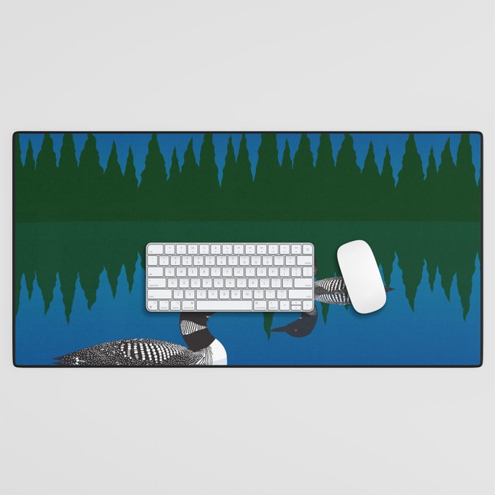 Loons in a Woodland Lake Desk Mat Gallery Image 1