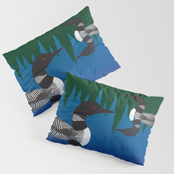 Loons in a Woodland Lake Pillow Sham Gallery Image 1