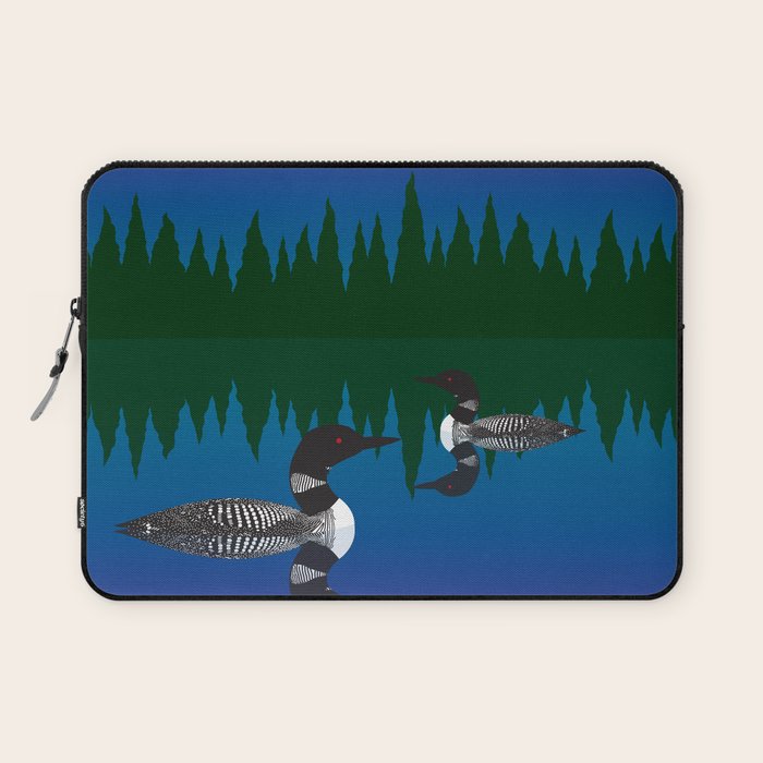 Loons in a Woodland Lake Laptop Sleeve Gallery Image 1