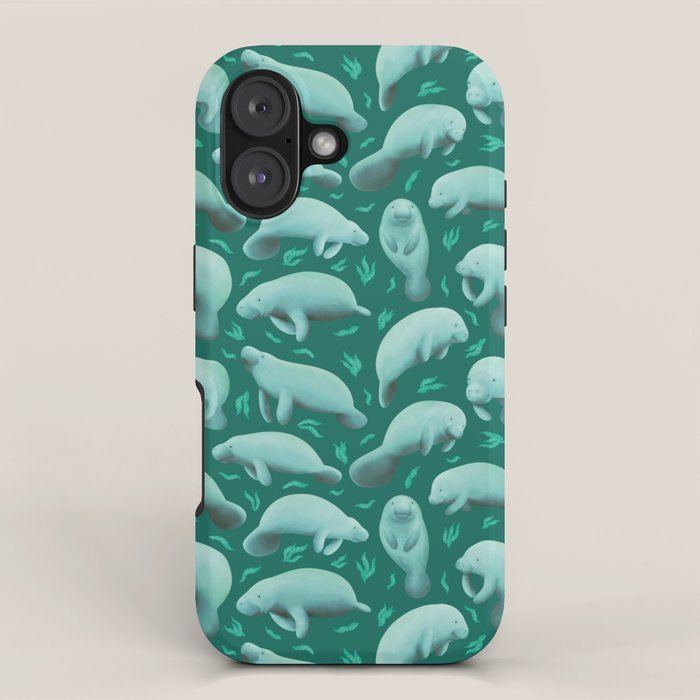 manatees (teal) iPhone Case Gallery Image 1