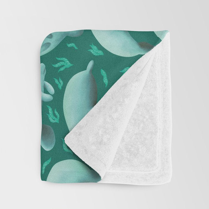 manatees (teal) Throw Blanket Gallery Image 3