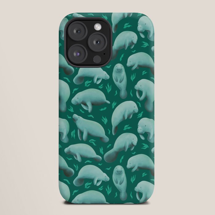manatees (teal) iPhone Case