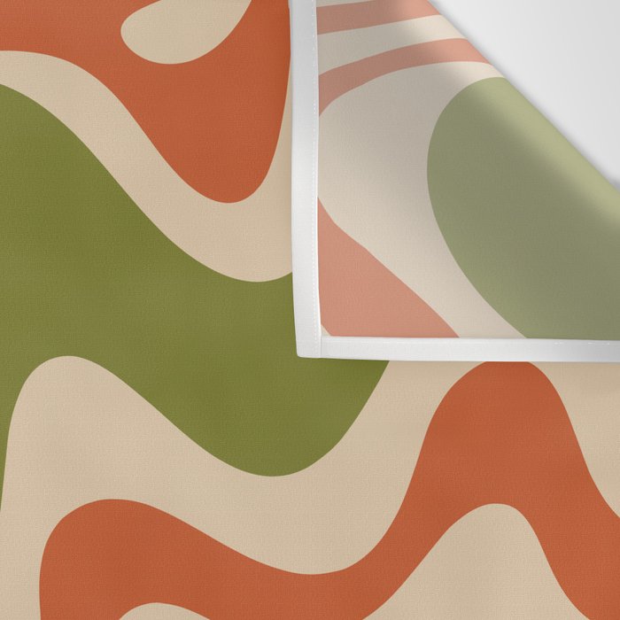 Liquid Swirl Retro Abstract Pattern in Mid Mod Colours on Beige Wall Tapestry Gallery Image 3