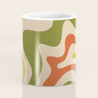 Liquid Swirl Retro Abstract Pattern in Mid Mod Colours on Beige Coffee Mug Gallery Image 4