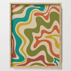 Liquid Swirl Retro Abstract Pattern in Mid Mod Colours on Beige Serving Tray Gallery Image 1
