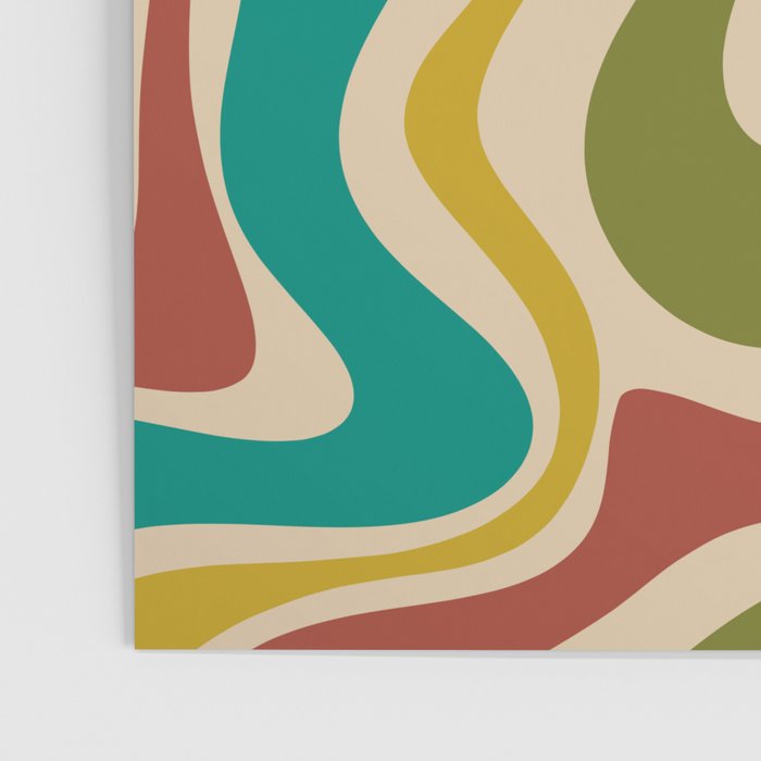 Liquid Swirl Retro Abstract Pattern in Mid Mod Colours on Beige Poster Gallery Image 3