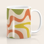 Liquid Swirl Retro Abstract Pattern in Mid Mod Colours on Beige Coffee Mug Gallery Image 1