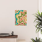 Liquid Swirl Retro Abstract Pattern in Mid Mod Colours on Beige Poster Gallery Image 2