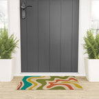 Liquid Swirl Retro Abstract Pattern in Mid Mod Colours on Beige Welcome Mat Gallery Image 3
