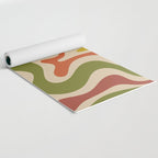 Liquid Swirl Retro Abstract Pattern in Mid Mod Colours on Beige Yoga Mat Gallery Image 2