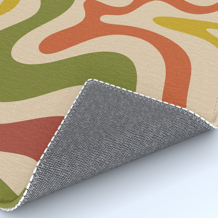 Liquid Swirl Retro Abstract Pattern in Mid Mod Colours on Beige Rug Gallery Image 4