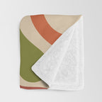 Liquid Swirl Retro Abstract Pattern in Mid Mod Colours on Beige Throw Blanket Gallery Image 3