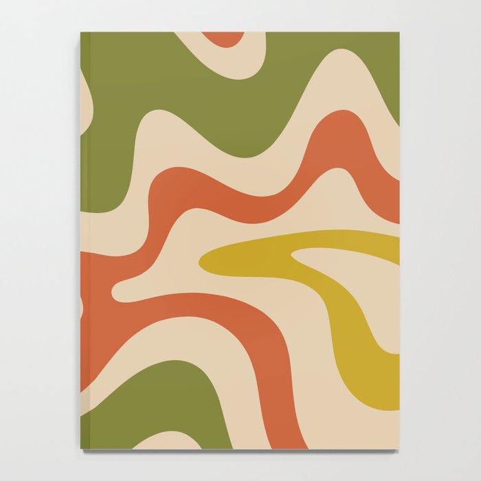 Liquid Swirl Retro Abstract Pattern in Mid Mod Colours on Beige Notebook Gallery Image 4