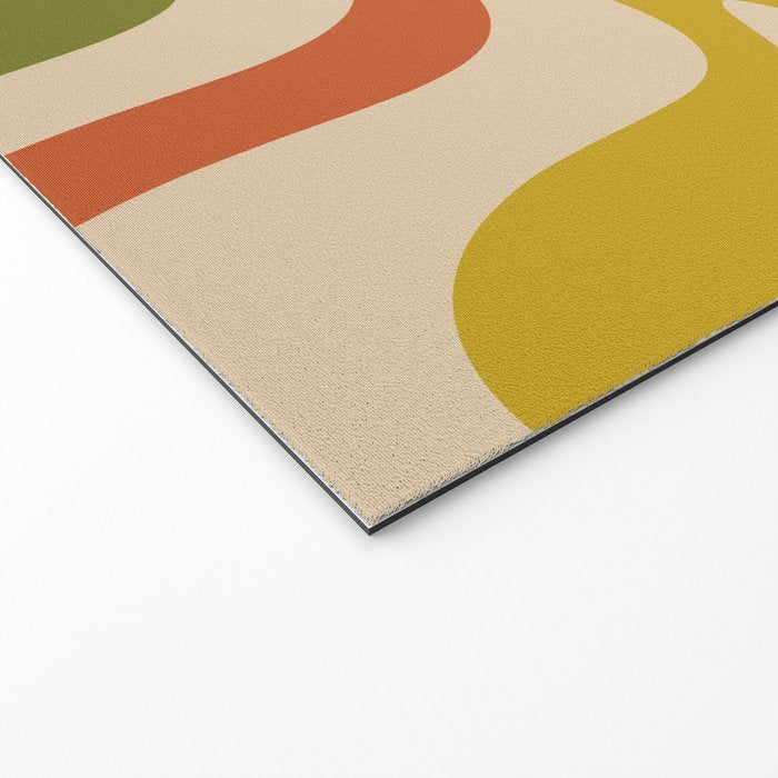Liquid Swirl Retro Abstract Pattern in Mid Mod Colours on Beige Welcome Mat Gallery Image 2