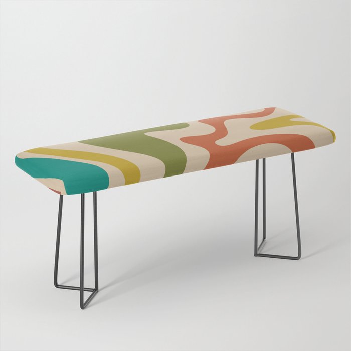 Liquid Swirl Retro Abstract Pattern in Mid Mod Colours on Beige Bench Gallery Image 1