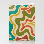 Liquid Swirl Retro Abstract Pattern in Mid Mod Colours on Beige Stationery Card Gallery Image 2