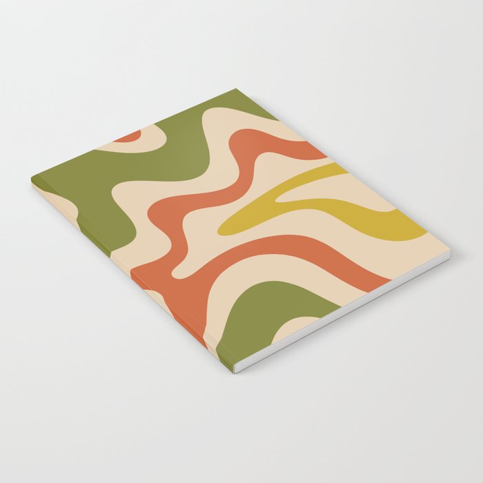 Liquid Swirl Retro Abstract Pattern in Mid Mod Colours on Beige Notebook Gallery Image 1