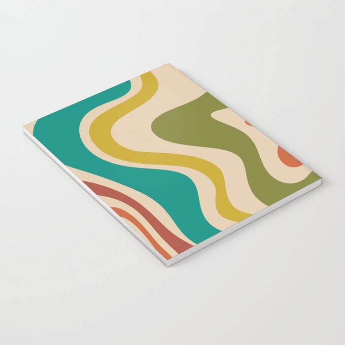 Liquid Swirl Retro Abstract Pattern in Mid Mod Colours on Beige Notebook Gallery Image 3