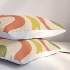Liquid Swirl Retro Abstract Pattern in Mid Mod Colours on Beige Pillow Sham Gallery Image 3