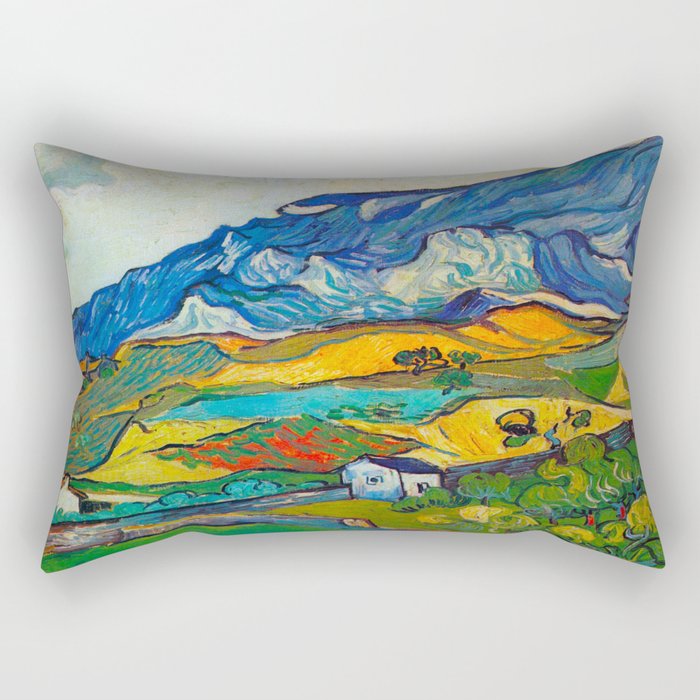 Les Alpilles, Mountain Landscape near South Reme Vincent van Gogh 1889 Rectangular Pillow Gallery Image 1