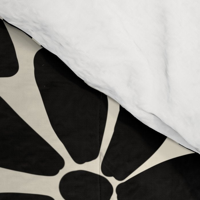 Black and White Retro Floral Art Print  Comforter Gallery Image 4