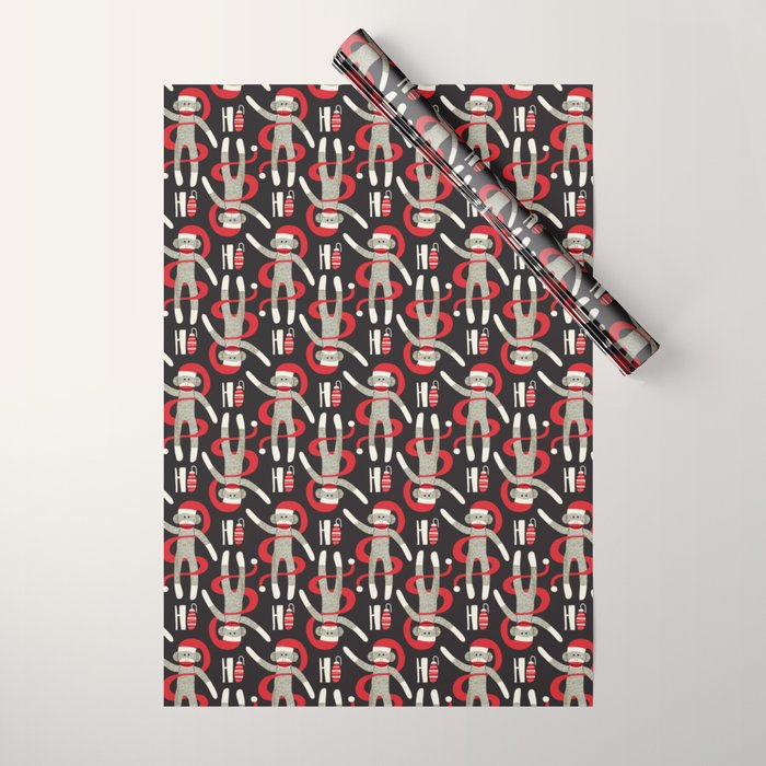 Sock Monkey Santa Wrapping Paper Gallery Image 1