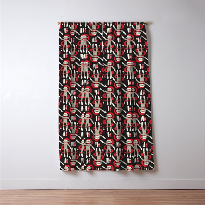 Sock Monkey Santa Window Curtain Gallery Image 3
