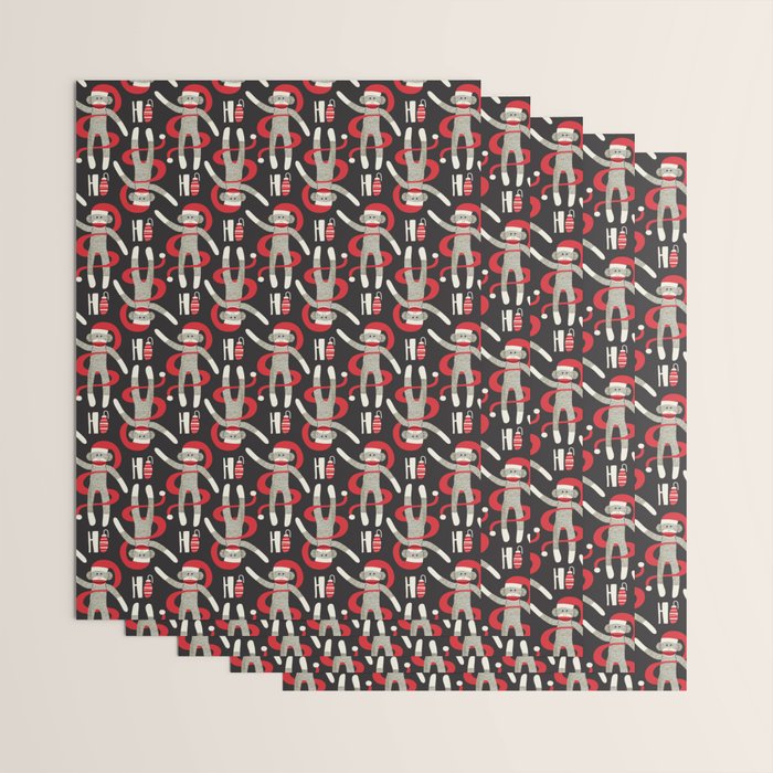 Sock Monkey Santa Wrapping Paper Gallery Image 3