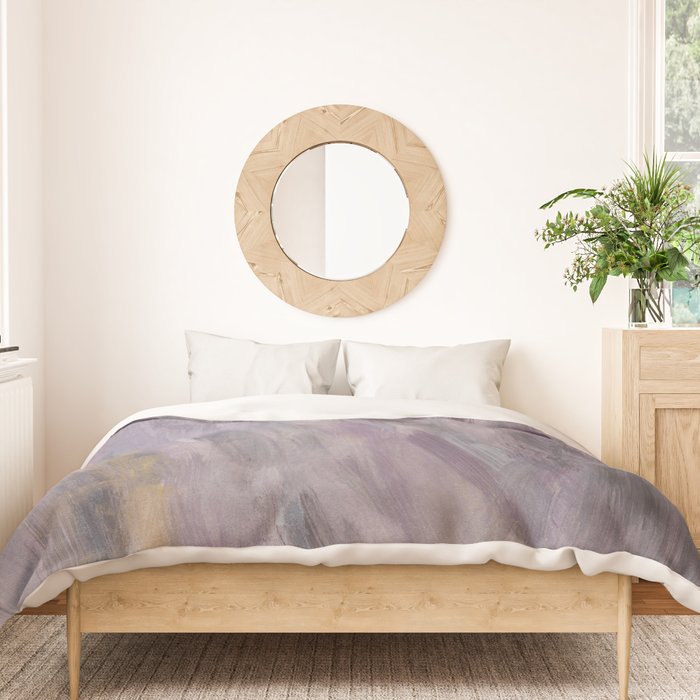 Touching Lavender Black Gold Watercolor Abstract #1 #painting #decor #art #society6 Duvet Cover Gallery Image 3