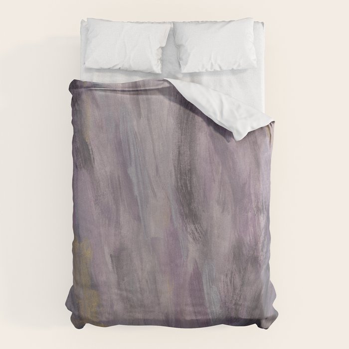 Touching Lavender Black Gold Watercolor Abstract #1 #painting #decor #art #society6 Duvet Cover Gallery Image 6