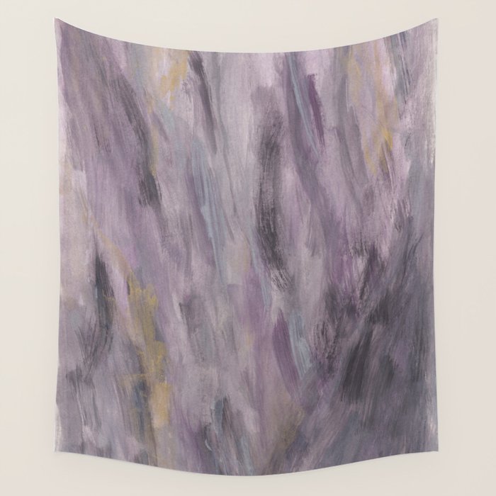 Touching Lavender Black Gold Watercolor Abstract #1 #painting #decor #art #society6 Wall Tapestry Gallery Image 4
