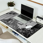 Beverly Hills Hotel, California black and white photograph / black and white photography Desk Mat Gallery Image 2