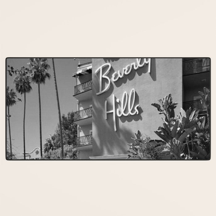 Beverly Hills Hotel, California black and white photograph / black and white photography Desk Mat Gallery Image 3