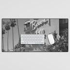 Beverly Hills Hotel, California black and white photograph / black and white photography Desk Mat Gallery Image 1