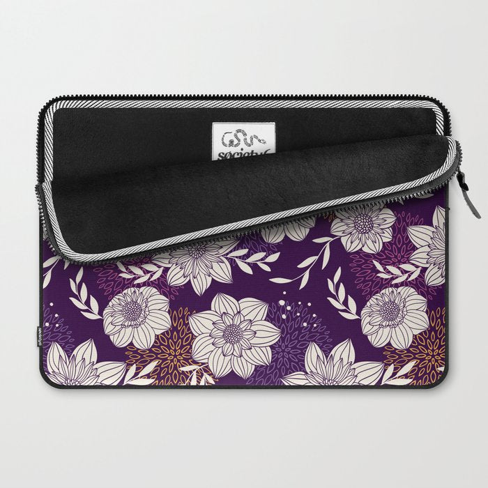 Dahlia Flowers Pattern - Purple and Yellow Laptop Sleeve Gallery Image 2