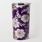 Dahlia Flowers Pattern - Purple and Yellow Travel Mug Gallery Image 1