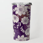 Dahlia Flowers Pattern - Purple and Yellow Travel Mug Gallery Image 2