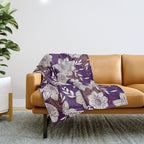 Dahlia Flowers Pattern - Purple and Yellow Throw Blanket Gallery Image 1