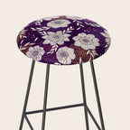 Dahlia Flowers Pattern - Purple and Yellow Stool Gallery Image 2