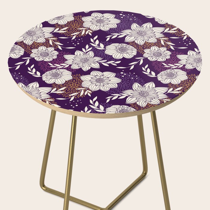 Dahlia Flowers Pattern - Purple and Yellow Side Table Gallery Image 2