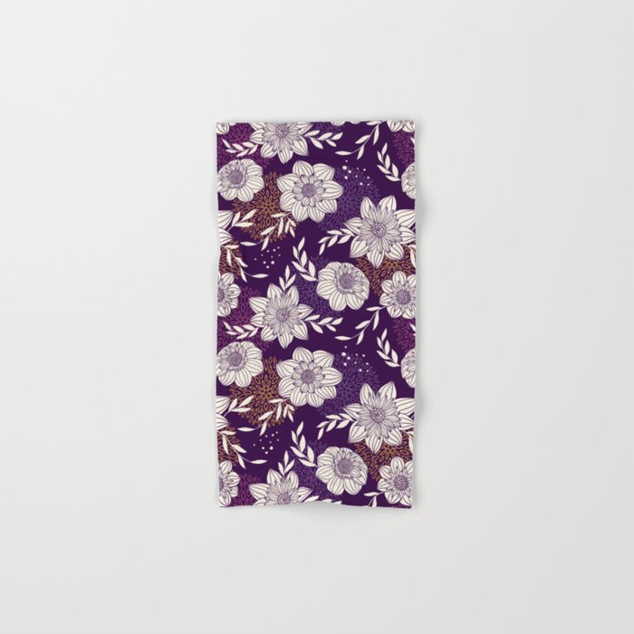 Dahlia Flowers Pattern - Purple and Yellow Bath Towel Gallery Image 1