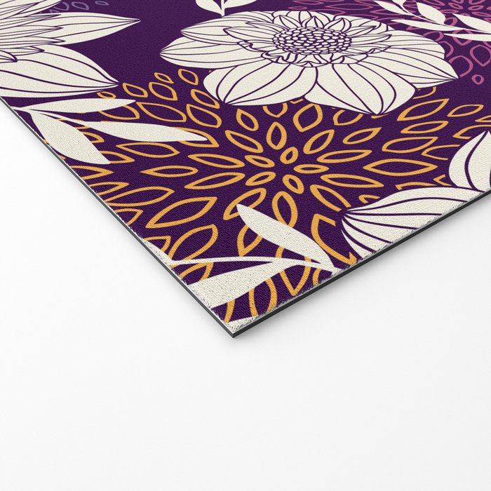 Dahlia Flowers Pattern - Purple and Yellow Welcome Mat Gallery Image 2